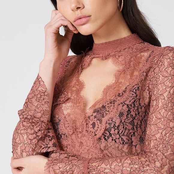 NWT Free People Tell Tale Lace Tunic Dusty Mauve - Picture 5 of 6